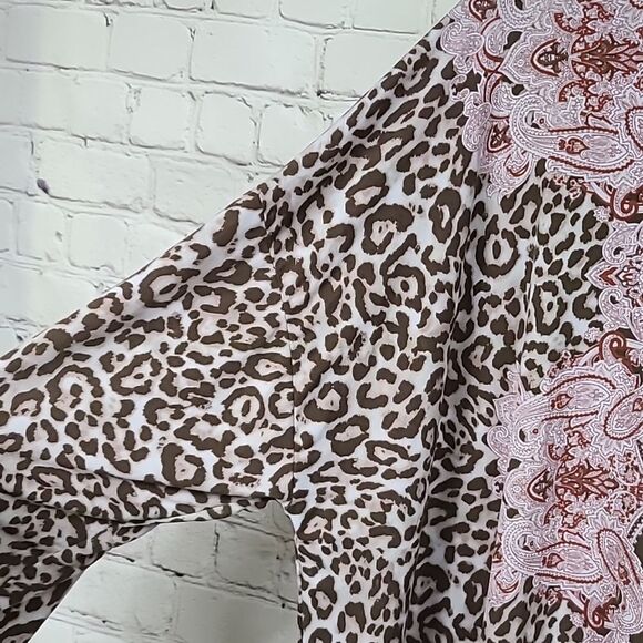 Cato Mixed Scarf Animal Print Oversize Drop Shoulder Slinky Tunic Blouse Leopard - Picture 6 of 10